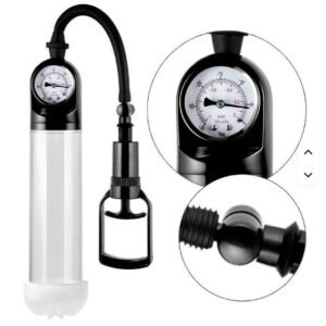 High-Finger Grip Vacuum Enlarger Pump with Gauge Suction Pressure Air Safer Sex Product